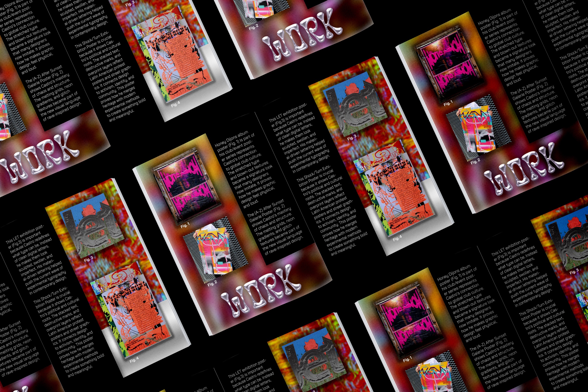 Grid of the final zine pages and poster.