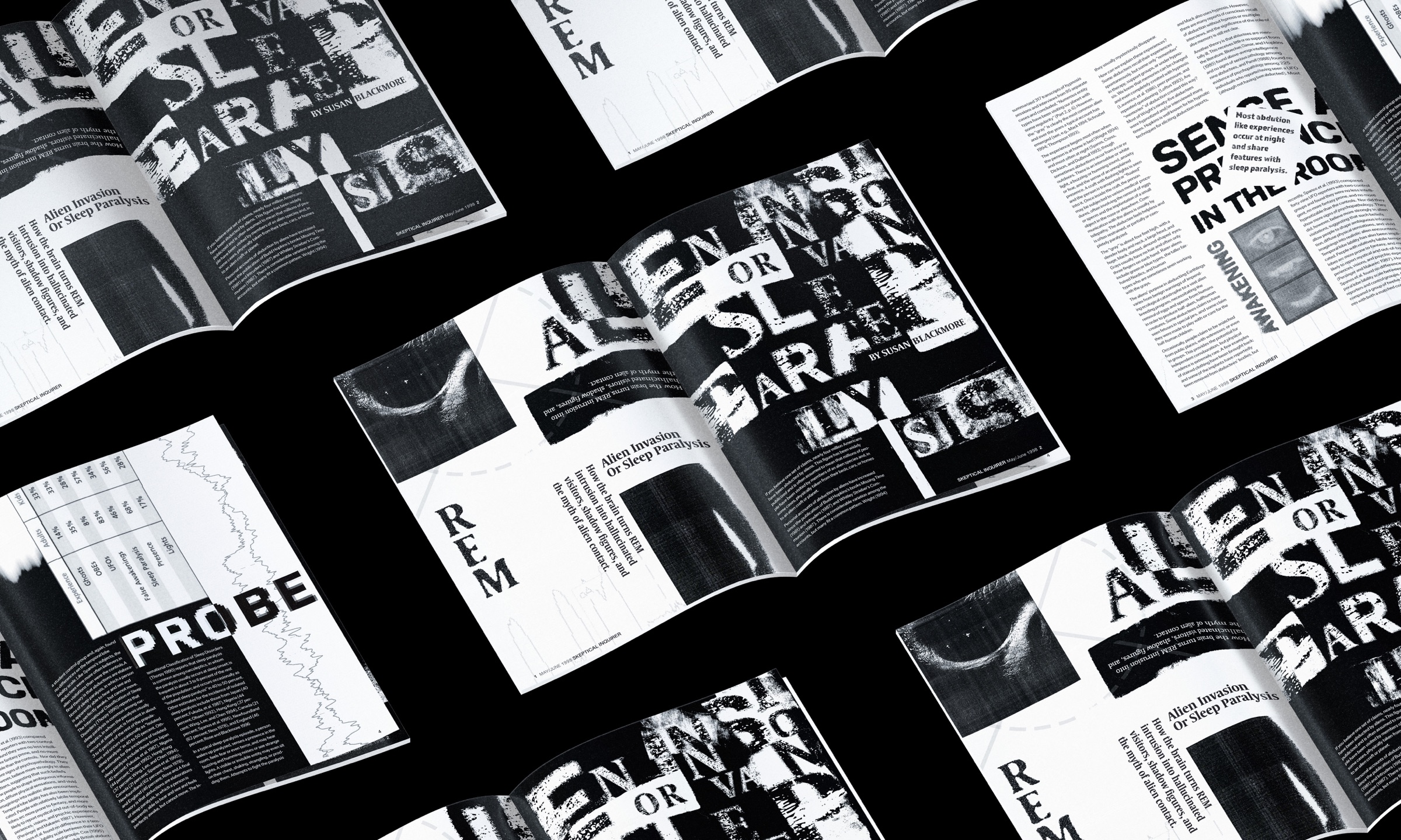 Grid of the final editorial spreads.