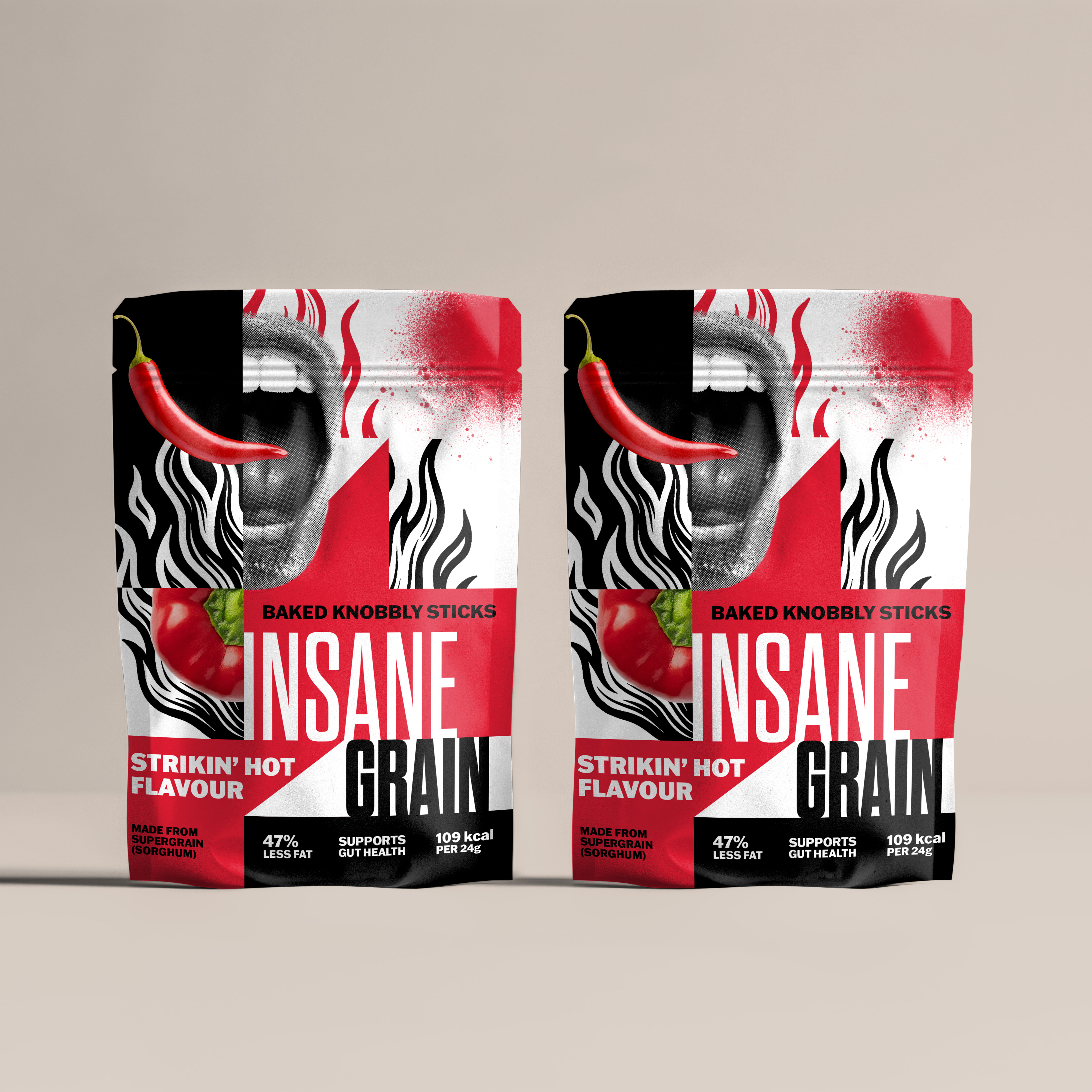 Snack Packaging - Insane Grain brand identity