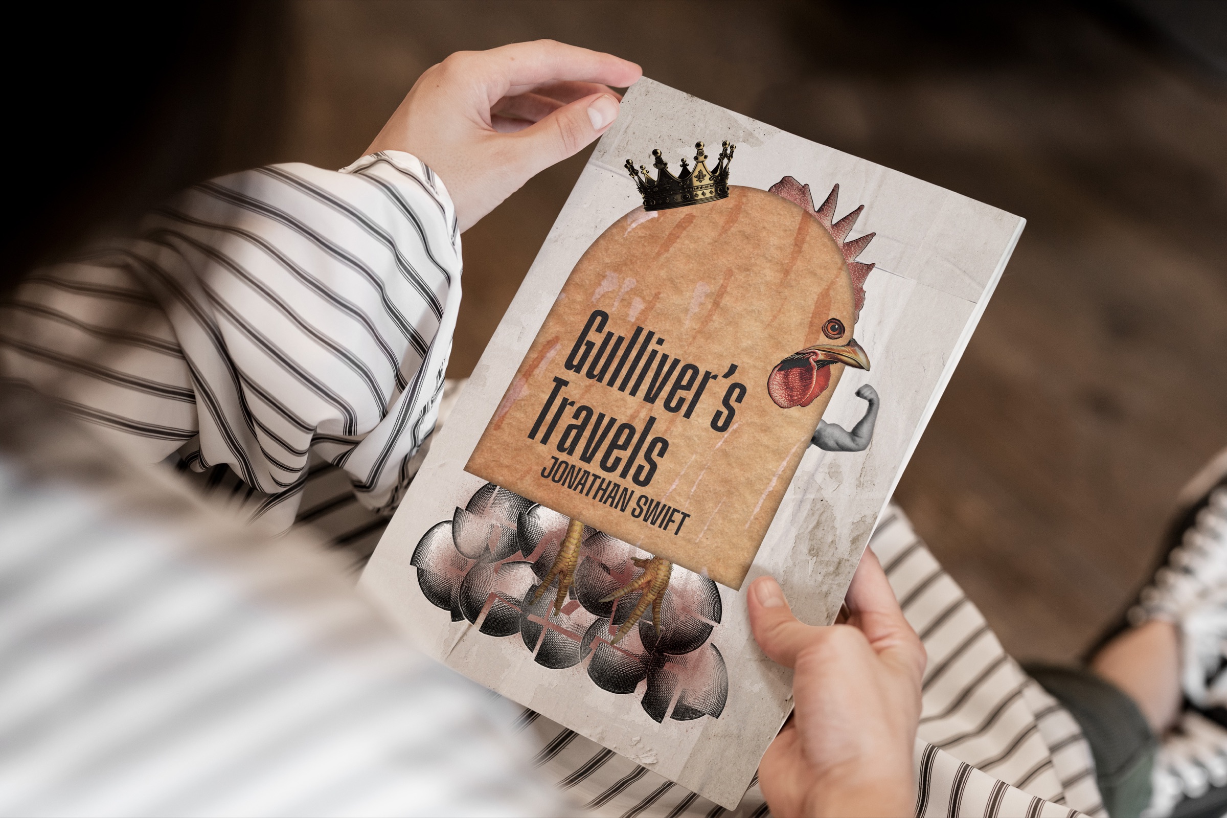 Gulliver's Travels book cover mockup, second view.