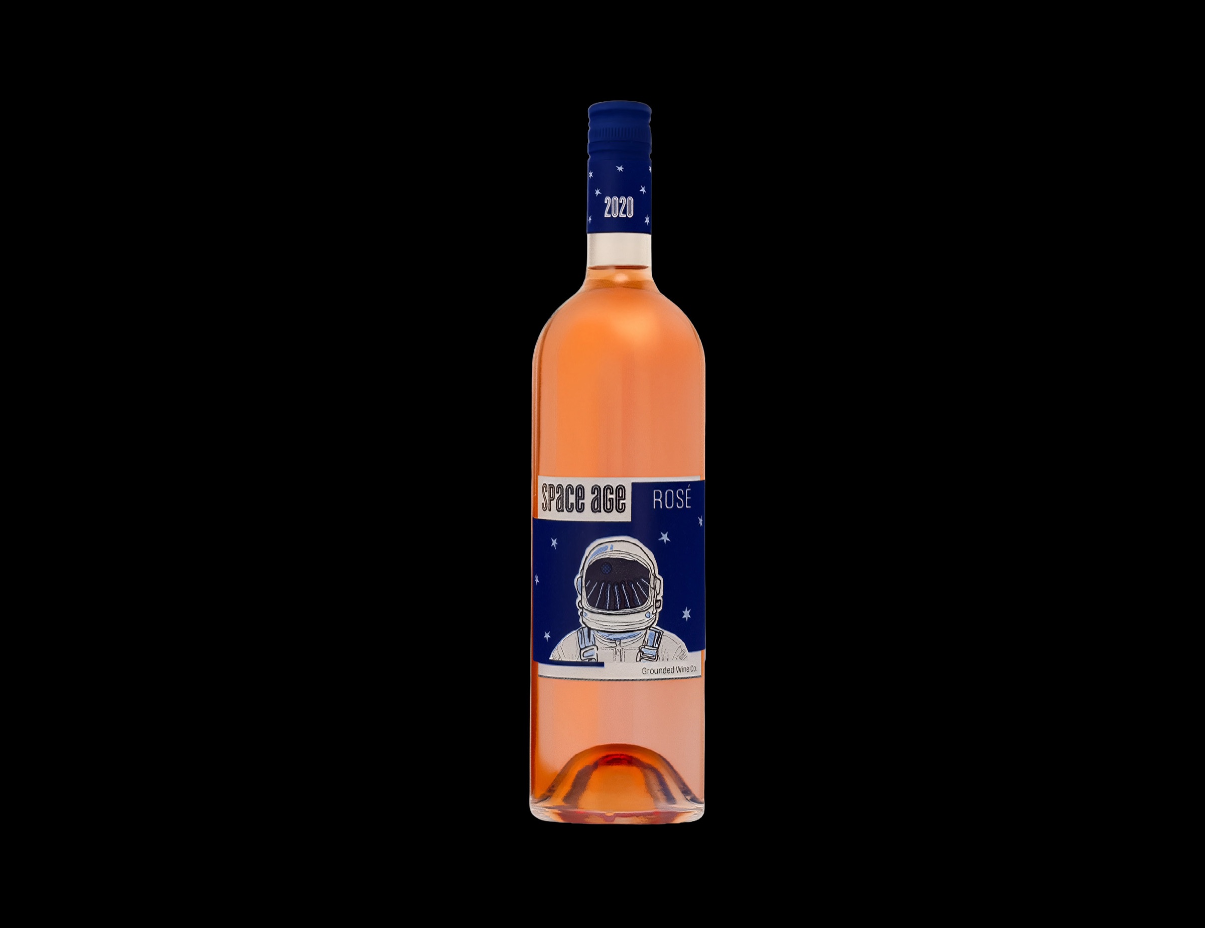 Space Age wine packaging mockup.